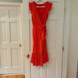 J. Crew Orange Cotton Lace Wrap Dress